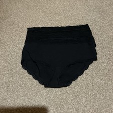 M&S Size 8 Black Knickers With Lace Waist. 2 Pairs
