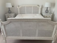 Beautiful heavy aged white wooden bed 