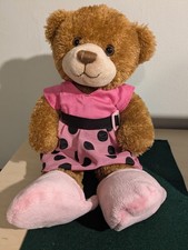 Chad Valley Designabear Plush Bear With Beautiful Pink Dress & Fluffy Slippers