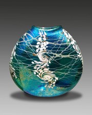 Vines Art glass vase signed