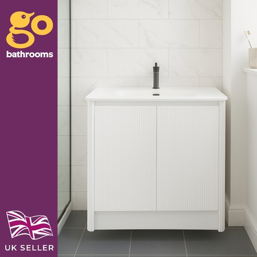White ribbed vanity unit - white,