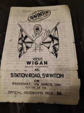RARE VINTAGE SWINTON V WIGAN RUGBY LEAGUE PROGRAMME 17TH MARCH 1948