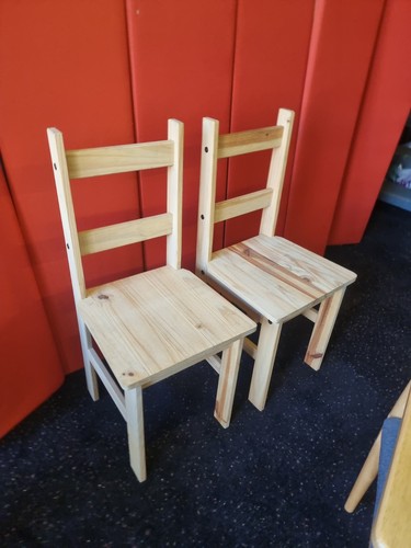 Pair natural wood dining - of,