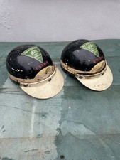 Pair of matching Vintage Pudding Basin Helmets - Vintage Motor Racing Motorcycle