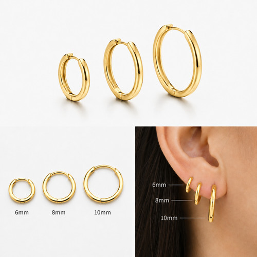 Gold plt plain huggie hoop - gold,