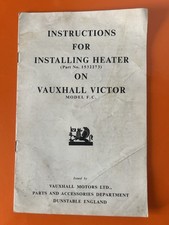 Vauxhall Victor FC Genuine Heater Installation Instructions