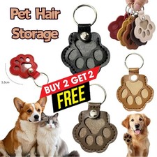 Dog Fur Storage Keychain, Cute PU Leather Paw Keychain Pet Hair Keepsake Keyring