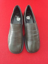 ECCO Lady's Classic Slip-On Leather Shoes, Grey Green, Super Comfortable Size 7