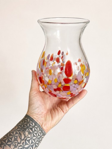 Art glass confetti mosaic vase - art,
