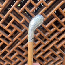 Chester Sterling Silver Snake Head Pommel Top Malacca Cane / Walking Stick
