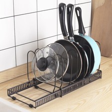 Expandable Kitchen Pan Stand Saucepan Pot Rack Cupboard Storage Organiser Holder