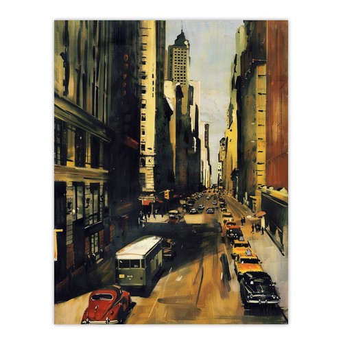 5th avenue 1950s painting - 5th,
