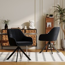 Dining Chairs Set of 2/4/6 Upholstered Swivel Dining Chair Velvet Black