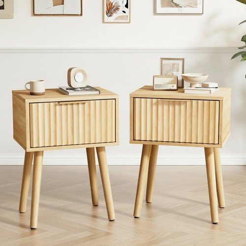 Oak bedside table with - oak,