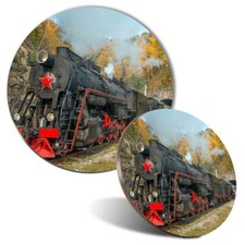 Mouse Mat & Coaster Set - Steam Train Railway  #2177