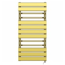Designer Electric Heated Towel Radiator Polished Gold 500x1000mm with 4 Shelves