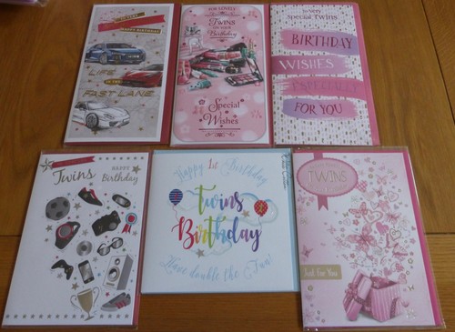 Twins birthday card - birthday, various