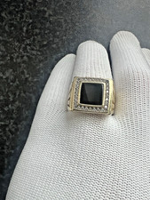 14ct Gold Ring Mens 585 Signet Black Onyx Stone Ring 9.89g UK Size W