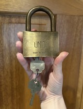 Big 63mm Union all-brass Padlock & 2 keys, Used Large Padlock No. 119
