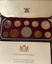 1953 Queen Elizabeth II Coronation Proof 10-Coin Set with Original Case