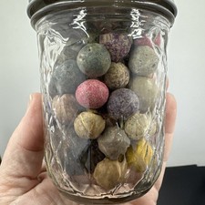 Jar With Antique Clay Marbles