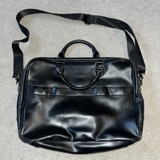 Jeff Banks Laptop Case Briefcase PU Leather Slim Black Shoulder Bag handles 