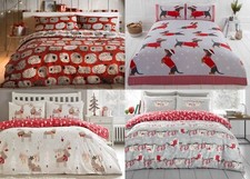 Christmas Bedding Festive Duvet Quilt Cover Santa Snowman Elf Sausage Dog Moose