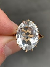 9ct Gold Rock Crystal Ring, Antique 9k 375 Large Heavy 4.3G