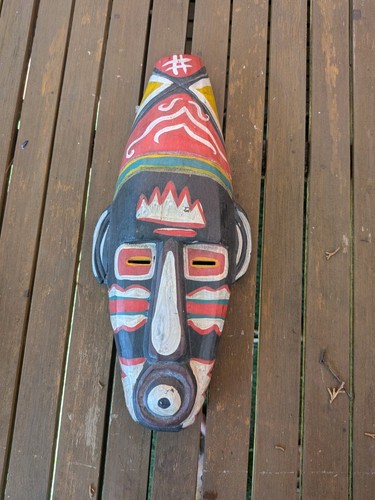 Hand carved wood - tribal, face