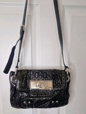 GUESS Black Faux Snakeskin Shoulder Bag