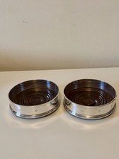 Pair of EII Sterling Silver Wine Bottle Coasters LONDON 1995 David R Mills
