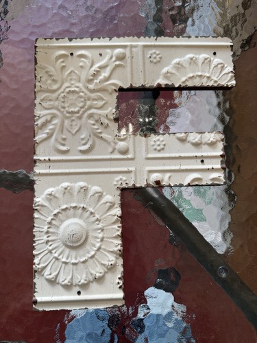 Vintage white embossed tin - vintage,