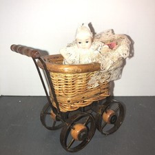 Vintage Wicker Rattan Stroller