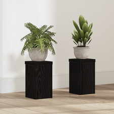 Black Oak Plant Stand Set of 2 - Elegant Black Oak Wood, 10 x 10 x 18 cm, Perfec