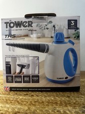 Handheld Steam Cleaner 1050W with Tools & Cloth Blue 250ml Tower THS10 - New