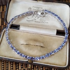 925 Sterling Silver Bracelet, Tennis Bracelet, Genuine Tanzanite Bracelet,7.89ct