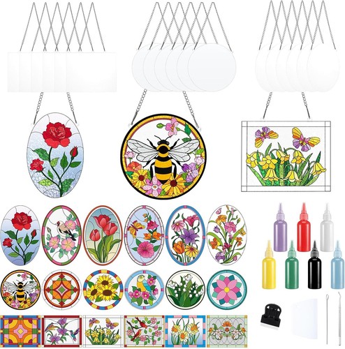 65pcs stained glass painting - 65pcs,