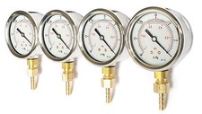 Glycerine Fill Vacuum Gauges for Carburettor Balancing + 6mm hose tail Set of 4