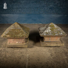 Pair of 18th C Stone Pier Caps on Later Bases