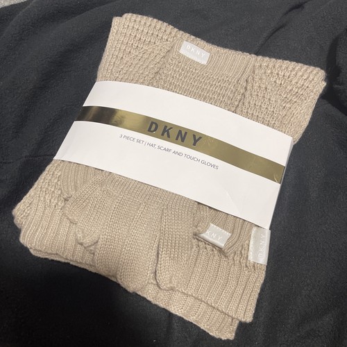 Dkny waffle beige hat - dkny, scarf