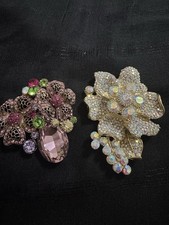 2 x Brooch Sliver and Coloured