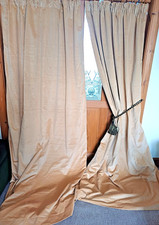 Cream Velvet Curtains 95" Drop x 52"W. Velvet Lining. New Ties. 4 Pairs Avail