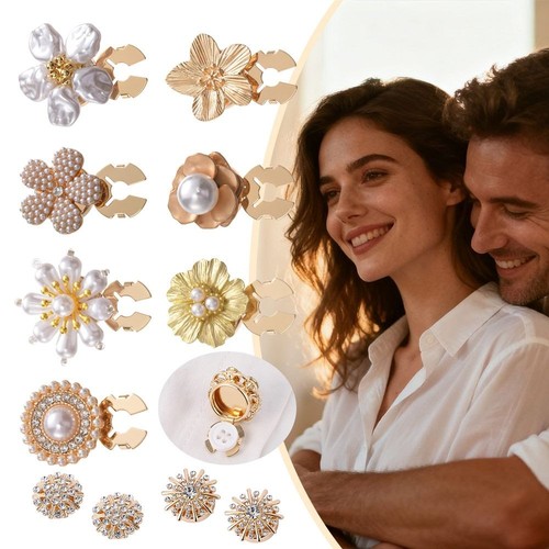 Alloy pearl flower button - pearl,