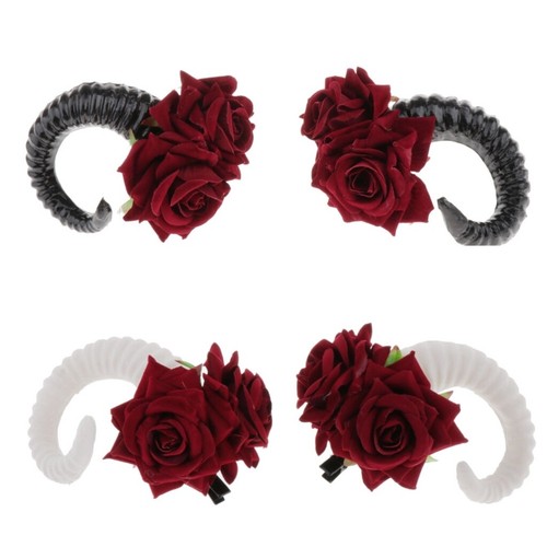 Horns headband red rose - horns,