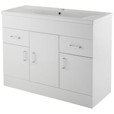 Nuie Eden Floor Standing 3-Door Vanity Unit Basin 1 Gloss White 1000mm Wide
