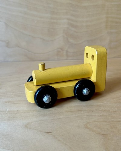 Vintage wooden yellow push - vintage,