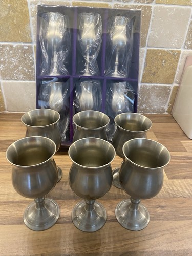 Pewter tulip shaped goblets - pewter,