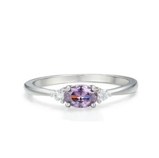 Ladies Sterling 925 Solid Silver 0.5 Carat Amethyst and White Sapphire Ring
