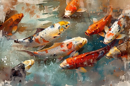Japanese koi carp fish - japanese, canvas