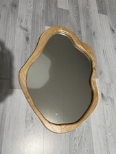 Large Wood Asymmetrical Mirror Artistic Wavy Hanging Decor
